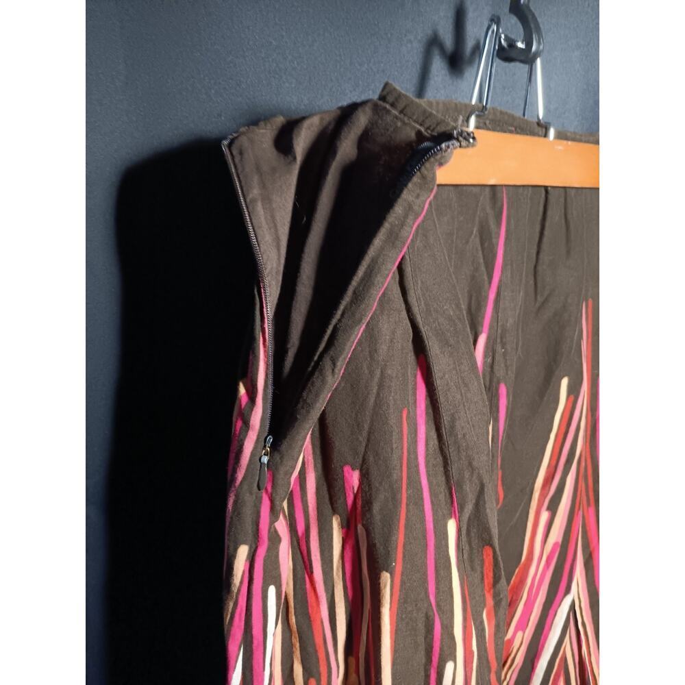 Y2K Calvin Klein Maxi Skirt Women 6 Tulip Stripe Brown Pink Long Vintage - Picture 3 of 5